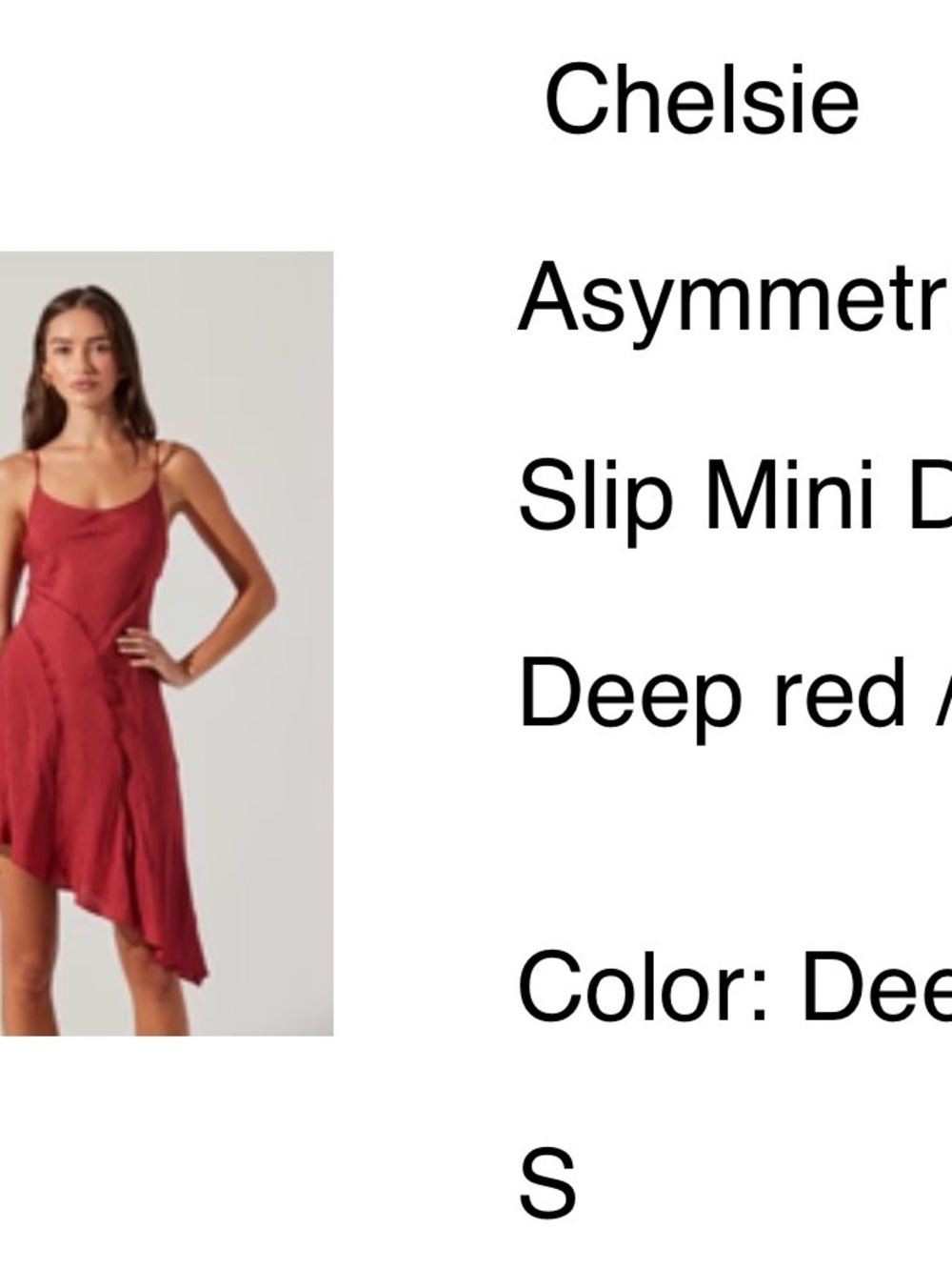 Astr Red Asymmetrical Slip Dress - Picture 2 of 4